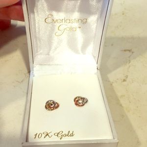 Tri Colored 10 K gold Earrings